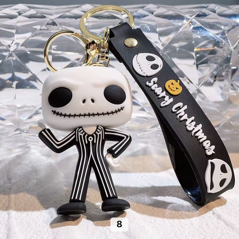 Jack Skellington Keychain with Black and White Design